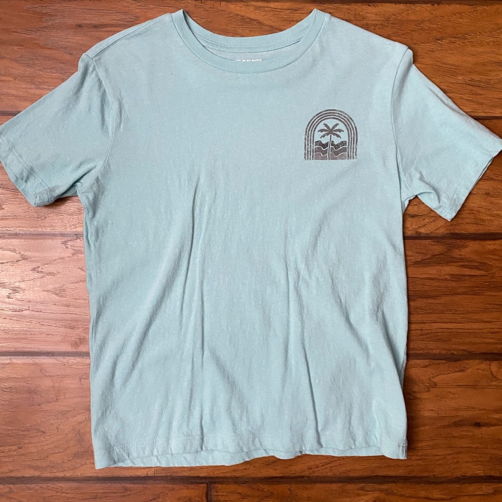 ☀️🌴 Boys Graphic Tee – Size Large – Light Teal Blue – Worn Once- Old Navy